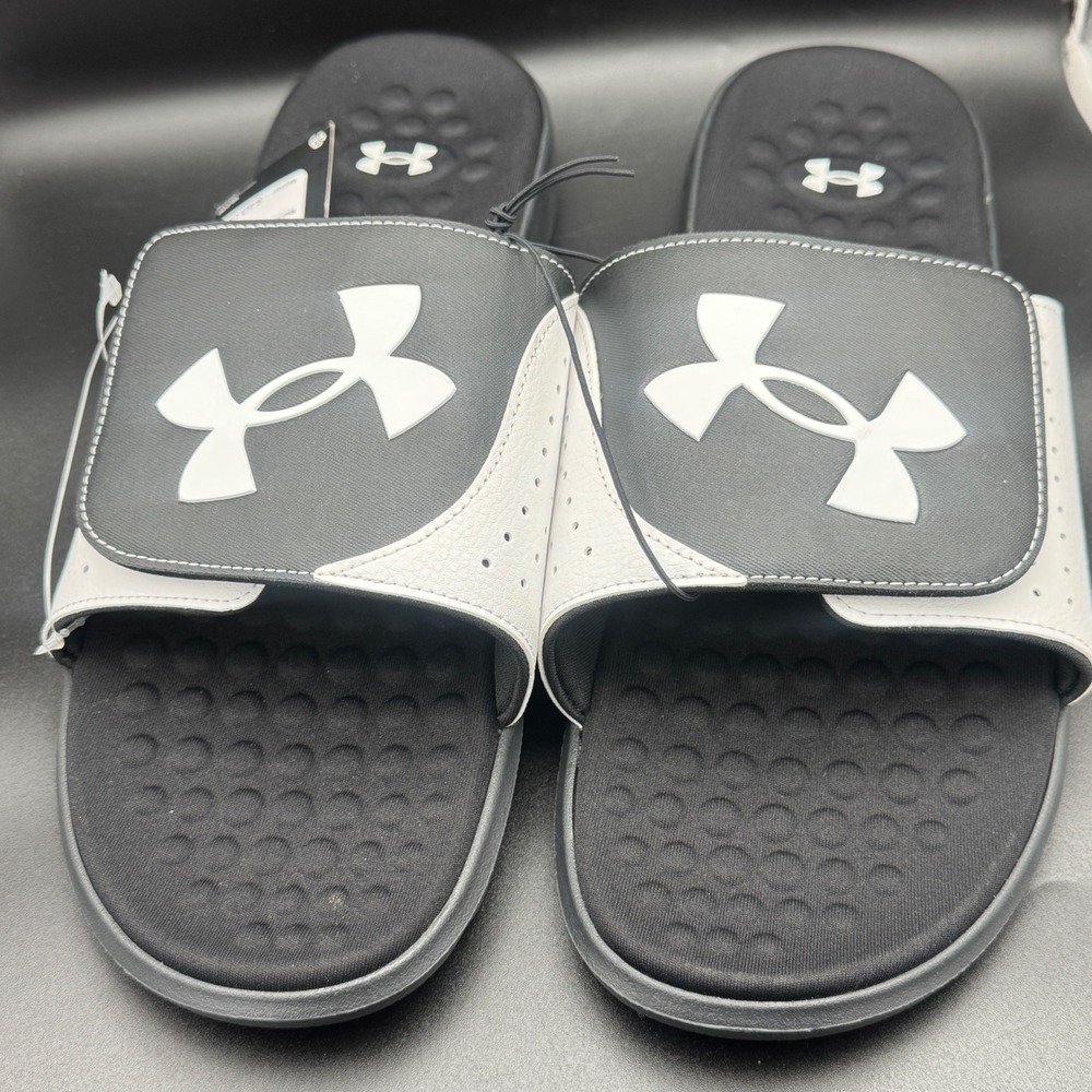 Under Armour‎ UA M Ignite Pro SL Mens Slides Black White Size 17 3026023-003